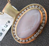 EXTRA LARGE .71CT DIAMOND & MOTHER OF PEARL 18KT ROSE GOLD SIDEWAYS OVAL PENDANT