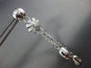 ESTATE LARGE .05CT DIAMOND 18KT WHITE GOLD MATTE & SHINY FLOWER HANGING EARRINGS