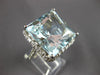 EXTRA LARGE 19.44CT DIAMOND AAA AQUAMARINE 14K WHITE GOLD PRINCESS COCKTAIL RING