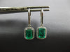 2.30CT DIAMOND & AAA EMERALD 14K WHITE GOLD ROUND & EMERALD CUT HANGING EARRINGS