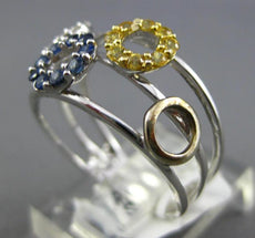 .51CT DIAMOND & AAA BLUE & YELLOW SAPPHIRE 18KT WHITE GOLD 3D FUN OLYMPIC RING
