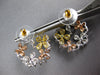 LARGE 2.02CT DIAMOND 14KT TRI COLOR GOLD MULTI FLOWER CIRCULAR HANGING EARRINGS