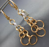 LARGE .17CT DIAMOND 18KT 2 TONE GOLD 3D MATTE & SHINY LEVERBACK HANGING EARRINGS