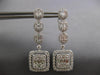 ESTATE EXTRA LARGE 4.17CT DIAMOND 18KT WHITE GOLD OVAL & SQUARE HANGING EARRINGS