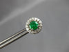ESTATE 1.61CT DIAMOND & AAA EMERALD 14KT WHITE GOLD 3D HALO FLOWER STUD EARRINGS