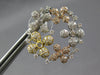 LARGE 2.02CT DIAMOND 14KT TRI COLOR GOLD MULTI FLOWER CIRCULAR HANGING EARRINGS