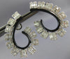 3.39CT DIAMOND & BLACK ENAMEL 18KT WHITE GOLD TEAR DROP HOOP HANGING EARRINGS