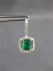 1.75CT DIAMOND & AAA EMERALD 14K WHITE GOLD SQUARE & ROUND HALO HANGING EARRINGS