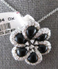 ESTATE LARGE 5.26CT DIAMOND & AAA ONYX 14K WHITE GOLD 3D FLOWER FLOATING PENDANT