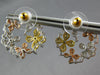 LARGE 2.02CT DIAMOND 14KT TRI COLOR GOLD MULTI FLOWER CIRCULAR HANGING EARRINGS