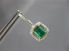 1.75CT DIAMOND & AAA EMERALD 14K WHITE GOLD SQUARE & ROUND HALO HANGING EARRINGS