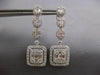 ESTATE EXTRA LARGE 4.17CT DIAMOND 18KT WHITE GOLD OVAL & SQUARE HANGING EARRINGS