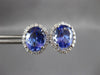 LARGE 5.62CT DIAMOND & AAA TANZANITE 14K WHITE GOLD OVAL HALO SCREWBACK EARRINGS
