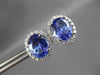 LARGE 5.62CT DIAMOND & AAA TANZANITE 14K WHITE GOLD OVAL HALO SCREWBACK EARRINGS
