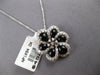 ESTATE LARGE 5.26CT DIAMOND & AAA ONYX 14K WHITE GOLD 3D FLOWER FLOATING PENDANT