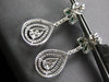 LARGE 6.55CT DIAMOND & AAA EMERALD 14KT WHITE GOLD 3D TEAR DROP HANGING EARRINGS