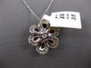ESTATE LARGE 5.26CT DIAMOND & AAA ONYX 14K WHITE GOLD 3D FLOWER FLOATING PENDANT