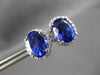 EXTRA LARGE 9.41CT DIAMOND & AAA TANZANITE 14KT WHITE GOLD 3D SCREWBACK EARRINGS