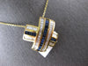EXTRA LARGE 5.12CT DIAMOND & AAA SAPPHIRE 14KT YELLOW GOLD 3D BAGUETTE X PENDANT