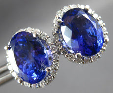 EXTRA LARGE 9.41CT DIAMOND & AAA TANZANITE 14KT WHITE GOLD 3D SCREWBACK EARRINGS