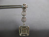 ESTATE EXTRA LARGE 4.17CT DIAMOND 18KT WHITE GOLD OVAL & SQUARE HANGING EARRINGS