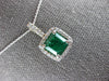 2.24CT DIAMOND & AAA EMERALD 14K WHITE GOLD SQUARE & ROUND HALO FLOATING PENDANT