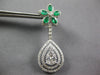 LARGE 6.55CT DIAMOND & AAA EMERALD 14KT WHITE GOLD 3D TEAR DROP HANGING EARRINGS