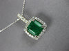 2.24CT DIAMOND & AAA EMERALD 14K WHITE GOLD SQUARE & ROUND HALO FLOATING PENDANT