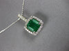 2.24CT DIAMOND & AAA EMERALD 14K WHITE GOLD SQUARE & ROUND HALO FLOATING PENDANT