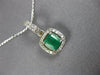 SMALL .97CT DIAMOND & AAA EMERALD 14K WHITE GOLD SQUARE & ROUND FLOATING PENDANT