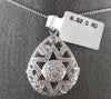 LARGE .62CT DIAMOND 18KT WHITE GOLD 3D STAR OF DAVID TEAR DROP FLOATING PENDANT
