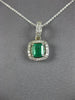 SMALL .97CT DIAMOND & AAA EMERALD 14K WHITE GOLD SQUARE & ROUND FLOATING PENDANT