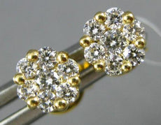 ESTATE SMALL .33CT DIAMOND 18KT YELLOW GOLD CLASSIC FLOWER CLUSTER STUD EARRINGS
