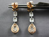 ESTATE 1.78CT DIAMOND 14KT WHITE AND ROSE GOLD SQUARE TEAR DROP HANGING EARRINGS