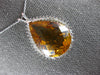 LARGE 15.95CT DIAMOND & AAA CITRINE 14K WHITE GOLD 3D PEAR SHAPE & ROUND PENDANT