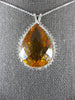 LARGE 15.95CT DIAMOND & AAA CITRINE 14K WHITE GOLD 3D PEAR SHAPE & ROUND PENDANT
