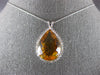 LARGE 15.95CT DIAMOND & AAA CITRINE 14K WHITE GOLD 3D PEAR SHAPE & ROUND PENDANT