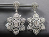 EXTRA LARGE 6.86CT DIAMOND 14KT WHITE GOLD FLOWER MULTI HEART HANGING EARRINGS