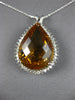 LARGE 15.95CT DIAMOND & AAA CITRINE 14K WHITE GOLD 3D PEAR SHAPE & ROUND PENDANT