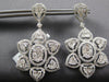 EXTRA LARGE 6.86CT DIAMOND 14KT WHITE GOLD FLOWER MULTI HEART HANGING EARRINGS