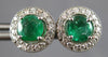 1.63CT DIAMOND & AAA EMERALD 14KT WHITE GOLD 3D ROUND HALO FLOWER STUD EARRINGS