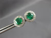 1.63CT DIAMOND & AAA EMERALD 14KT WHITE GOLD 3D ROUND HALO FLOWER STUD EARRINGS