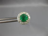 1.63CT DIAMOND & AAA EMERALD 14KT WHITE GOLD 3D ROUND HALO FLOWER STUD EARRINGS