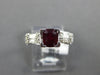 1.61CT DIAMOND & AAA RUBY 18KT WHITE GOLD 3D EMERALD CUT & ROUND ENGAGEMENT RING