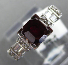 1.61CT DIAMOND & AAA RUBY 18KT WHITE GOLD 3D EMERALD CUT & ROUND ENGAGEMENT RING