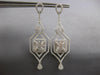 ESTATE LARGE 3.47CT DIAMOND 18KT WHITE GOLD 3D SQUARE TEAR DROP HANGING EARRINGS