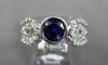 WIDE 2.4CT DIAMOND & AAA SAPPHIRE 18K WHITE GOLD ROUND HORSESHOE ENGAGEMENT RING