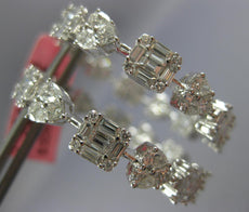 LARGE 4.48CT DIAMOND 18K WHITE GOLD MULTI SHAPE INSIDE OUT HOOP HANGING EARRINGS