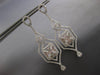 ESTATE LARGE 3.47CT DIAMOND 18KT WHITE GOLD 3D SQUARE TEAR DROP HANGING EARRINGS