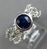 WIDE 2.4CT DIAMOND & AAA SAPPHIRE 18K WHITE GOLD ROUND HORSESHOE ENGAGEMENT RING